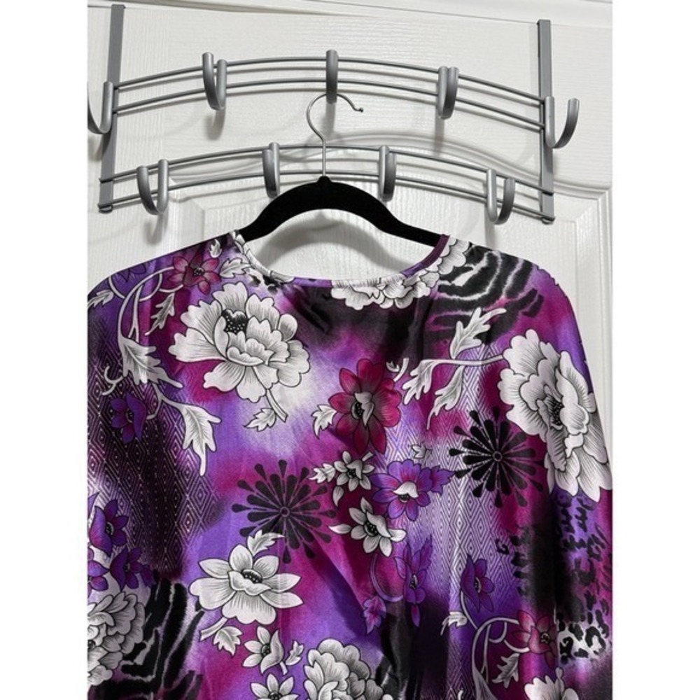 Winlar Heather Long Kaftan OSFM NWT Purple Floral Animal Print Caftan Maxi Dress - Picture 9 of 12